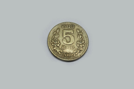 Indian Currency five Rupees Coin, Indian Currency, Money, old five rupees coin