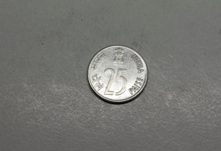 Indian coin, twenty five Coin, Indian Currency, Money,の写真素材