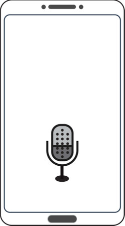 cell phone outline and microphone icon on the internet buttonのイラスト素材