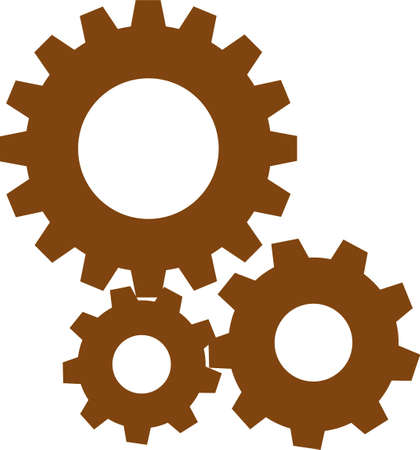 set of gear wheels. brown colors. with white backgroundのイラスト素材