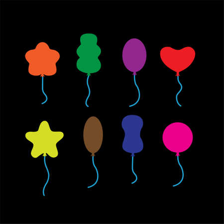 different shape and color balloons. on black backgroundのイラスト素材