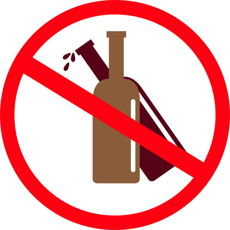 stop alcohol icon, no alcohol. vector. with white backgroundのイラスト素材