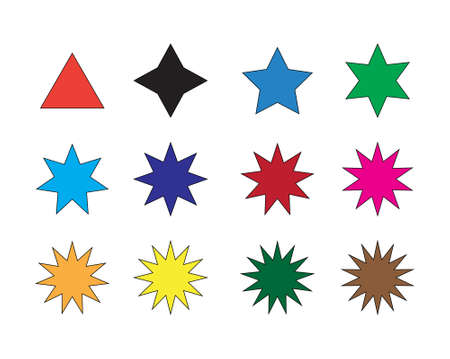 14 different types stars. and different types of colors. on white backgroundのイラスト素材