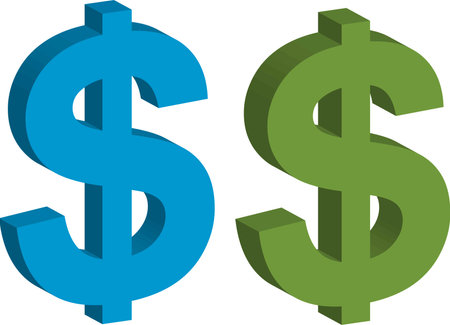 illustration of dollar sign green and blue. vector. on white backgroundのイラスト素材