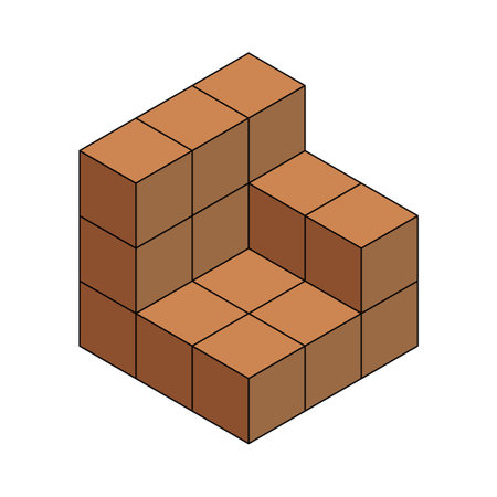 Isometric Drawing is a technique, similar to perspective drawing, used to represent three-dimensional forms. The Isometric Cube is depicted with filled color vector icons.のイラスト素材