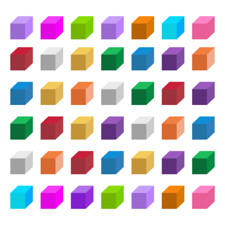 Isometric cube in more colors. Vector illustration. Geometric 3d shapesのイラスト素材