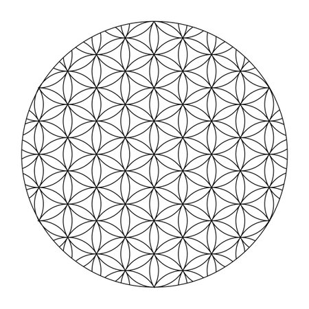 Flower of life Black outline. Scared Geometry Vector Design Elements color. This is religion, philosophy, and spirituality symbols. the world of geometry with our intricate illustrationsのイラスト素材