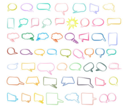 callout symbols color outline. Speech bubble set. Comic speech doodle. Vector call-outs set. Comic...