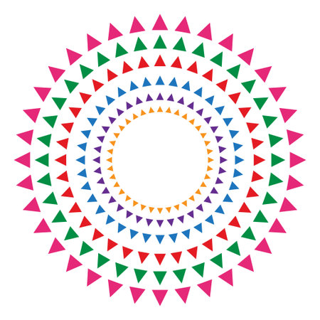 triangle cone color design circle. festival celebration graphic design. on white backgroundのイラスト素材