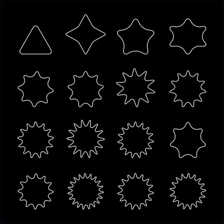 Set of star shapes. Vector illustration for your design on black background.のイラスト素材