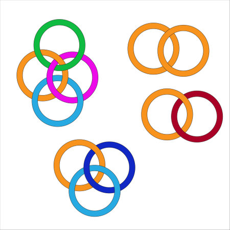 framework infographic with blending joined circle shape illustrations Vector. pattern with circles. geometrical pattern.のイラスト素材