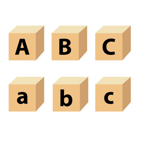 Childrens abc letter blocks. alphabet blocks. small letter abc and big letter ABC. vector illustrationのイラスト素材