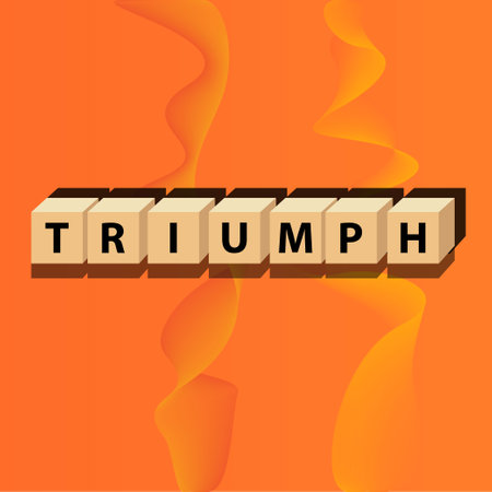 Triumph: cube words, positivity, vector illustration design for graphics and prints. Positive affirmations for every day. A motivational concept.のイラスト素材