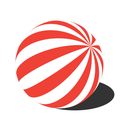 Stripe balls. 3d ball. spheres and balls on a white background with a shadow. Vector illustration. Sphere or ball, shapesのイラスト素材