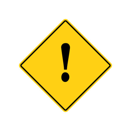Road sign Warning or Attention Caution Sign with Exclamation Mark Flat Icon Vector Image.のイラスト素材