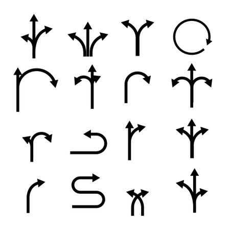 arrow set. different pointer arrow positions. vector illustration. on white backgroundのイラスト素材