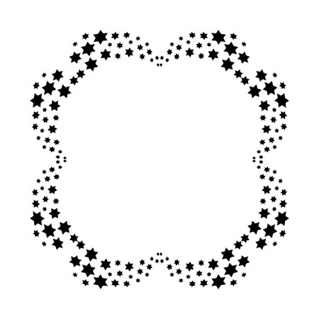 Golden shining and glowing stars, sparkle star frames, and stars with festive decoration particles create an abstract straight effect. Twinkling stars, in this vector illustration.のイラスト素材