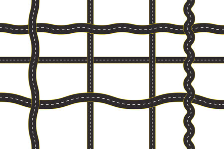 Vector black car road. Road signs. Road to horizon in perspective. Business road map timeline infographic icons designed for abstract background template. empty line isolated vector conceptのイラスト素材