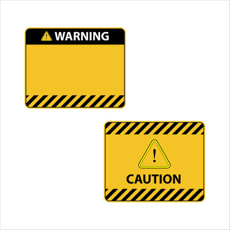 Illustration for Caution signs. Symbols of danger and flood warning signs. warning attention. danger sign. attention vector illustration. Curve rectangle warning symbols - Royalty Free Image