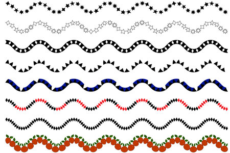stars zig zag line pattern. wavy line star. color and black stars line. vector illustration. on white backgroundのイラスト素材
