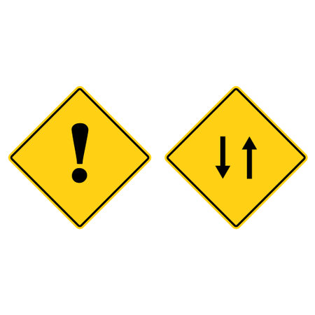 Road signs. yellow road signs. vector illustration. up arrow and down arrow signsのイラスト素材