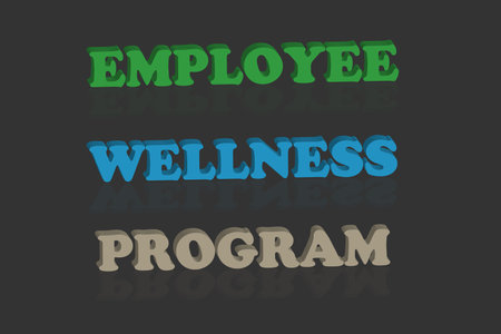 Employee wellness program. text and dark background. vector. industries, and company's employs welfare.のイラスト素材
