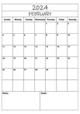 2024 February planner. calendar planner. simple minimal calendar. vector illustration. Daily Planner Design 2024. Life and Business Planner Set. Organizer Schedule.のイラスト素材