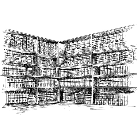 Book Shelf, Book Libraryのイラスト素材
