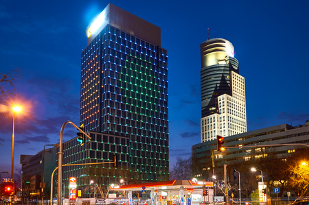 Warsaw, Poland - March 28, 2016: Grzybowska 78 street, Office building Prime Corporate Center, Raiffeisen Polbank Offices. POLANDS LARGEST NEW OFFICE LEASE TRANSACTION AND ONE OF EUROPES LARGEST DEALS IN 2014. Raiffeisen Polbank leased 95 percent.のeditorial素材