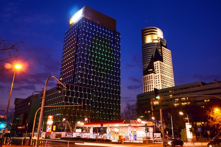 Warsaw, Poland - March 28, 2016: Grzybowska 78 street, Office building Prime Corporate Center, Raiffeisen Polbank Offices. POLANDS LARGEST NEW OFFICE LEASE TRANSACTION AND ONE OF EUROPES LARGEST DEALS IN 2014. Raiffeisen Polbank leased 95 percent.のeditorial素材