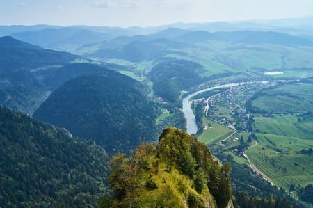 Beautiful panoramic view of the Pieniny National Park, Poland in sunny septemberの写真素材