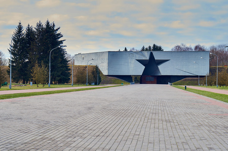 Brest, Belarus - December 28, 2016: The Main Entrance with carved five-pointed star to War Memorial Complex Brest-Hero-Fortress .のeditorial素材