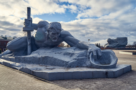 Brest, Belarus - December 28, 2016: The Thirst sculpture in War Memorial Complex Brest Hero-Fortressのeditorial素材