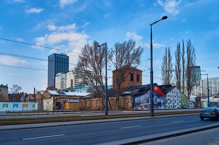 Warsaw, Poland - March 05, 2017: View of Warsaw in the springtime - old and new buildingsのeditorial素材