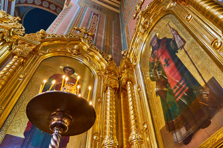 Interior of the Cathedral of St. Mary Magdalene, during the Holy Easter, Warsaw, Poland.のeditorial素材