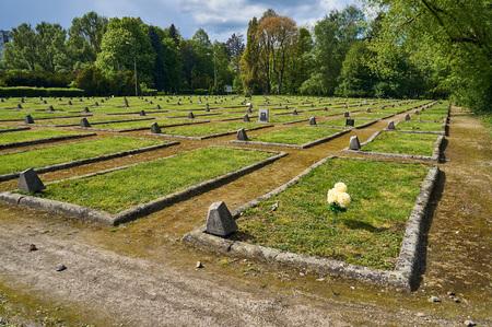 Warsaw, Poland - May 09, 2017: Soviet Military Cemetery in Victory Day - The anniversary of the signing of Nazi Germanys surrender in 1945のeditorial素材