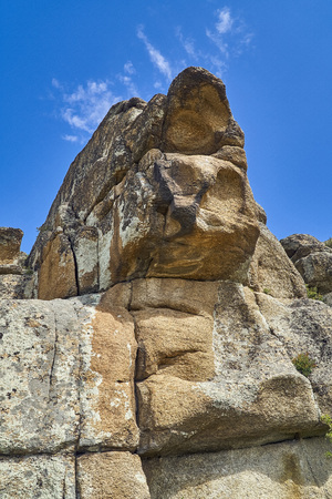 Beautiful panoramic summer steppe landscape of stone mountainsの写真素材