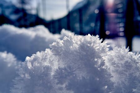 beautiful pattern of crystals of snow and ice in the sun, winterの写真素材