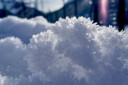 beautiful pattern of crystals of snow and ice in the sun, winterの写真素材