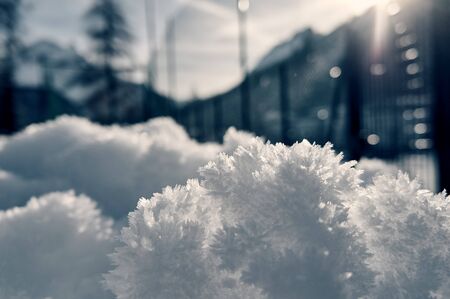 beautiful pattern of crystals of snow and ice in the sun, winterの写真素材