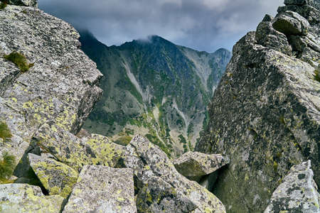 Beautiful panoramic aerial drone view of mountain in National Park High Tatra. northern Slovakia, Europe, EU. Beautiful world.の写真素材