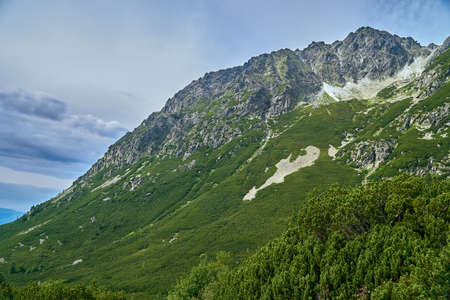 Beautiful panoramic aerial drone view of mountain in National Park High Tatra. northern Slovakia, Europe, EU. Beautiful world.の写真素材
