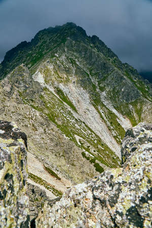 Beautiful panoramic aerial drone view of mountain in National Park High Tatra. northern Slovakia, Europe, EU. Beautiful world.の写真素材