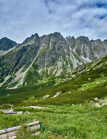 Beautiful panoramic aerial drone view of mountain in National Park High Tatra. northern Slovakia, Europe, EU. Beautiful world.の写真素材