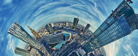 WARSAW, POLAND - NOVEMBER 19, 2020: Beautiful panoramic aerial drone view on Warsaw City Skyscrapers, PKiN, and Varso Tower (the tallest skyscraper in the European Union) under construction, EUのeditorial素材