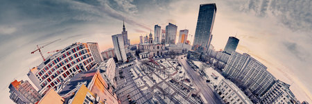 Beautiful panoramic aerial drone view on All Saints Church - Roman Catholic church located at...