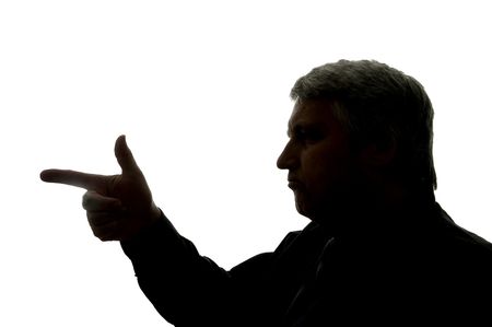  Silhouette of a man, symbolizing a criminal with a weapon.                               の写真素材