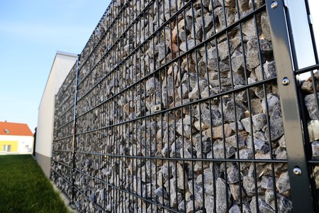 Gabion fence wallの写真素材