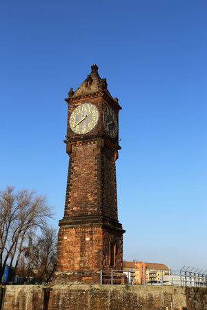 The flood marker in Ludwigshafen, Rhineland-Palatinate, Germany