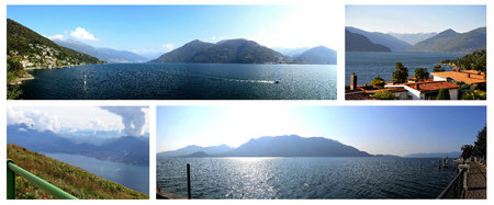 Collage of Lake Maggiore, Italy / Switzerlandの写真素材
